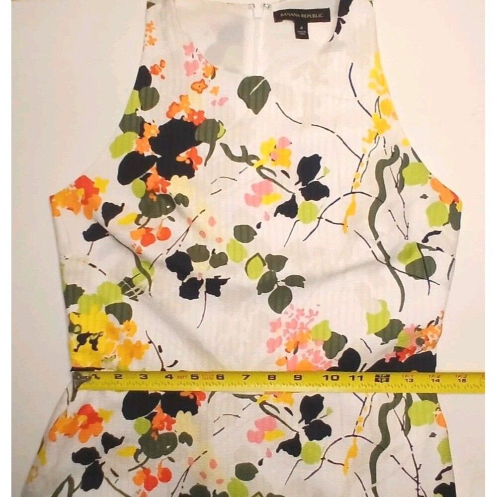 Banana Republic Sz 4 Floral Maxi Dress Sleeveless Pink Green Yellow EUC - Picture 11 of 12